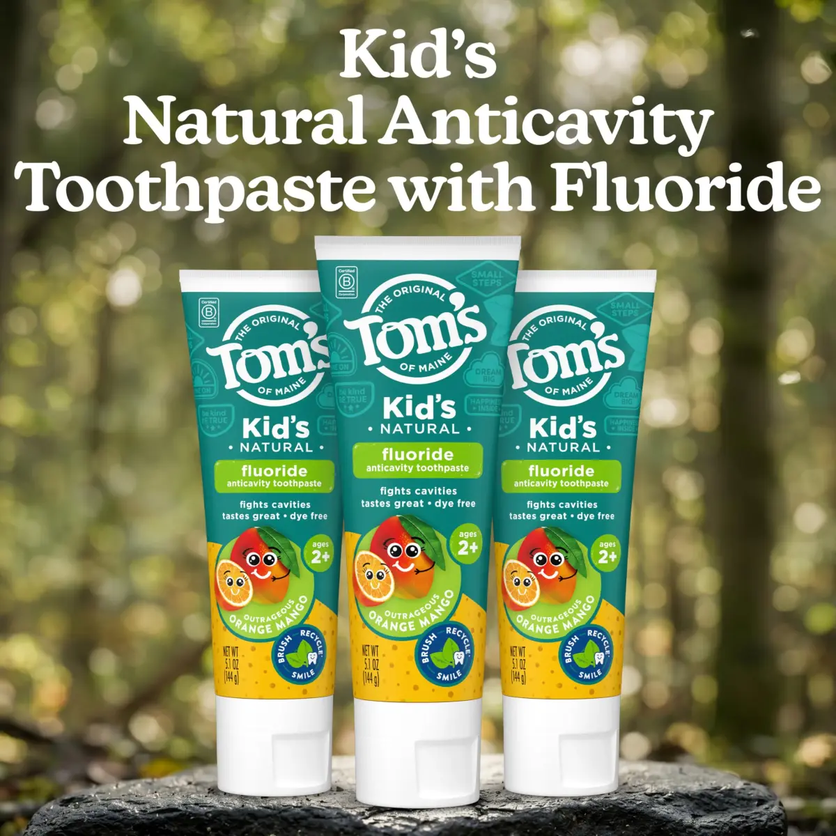 Tom's of Maine Natural Kids Fluoride Toothpaste Orange Mango 15.3 oz (5.1 oz 3-Pack) | Cavity Protection for Ages 2-6 - view 2