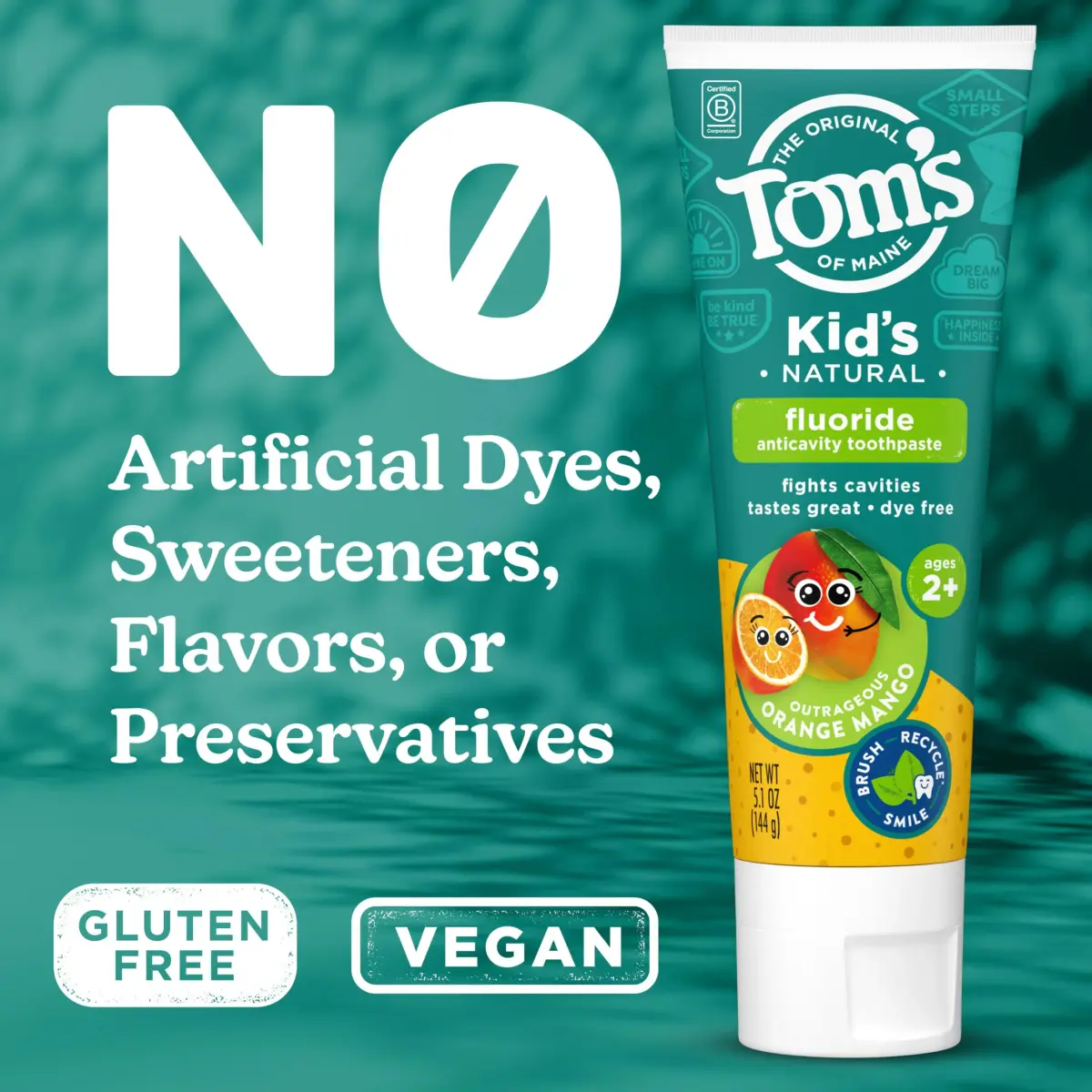 Tom's of Maine Natural Kids Fluoride Toothpaste Orange Mango 15.3 oz (5.1 oz 3-Pack) | Cavity Protection for Ages 2-6 - view 4