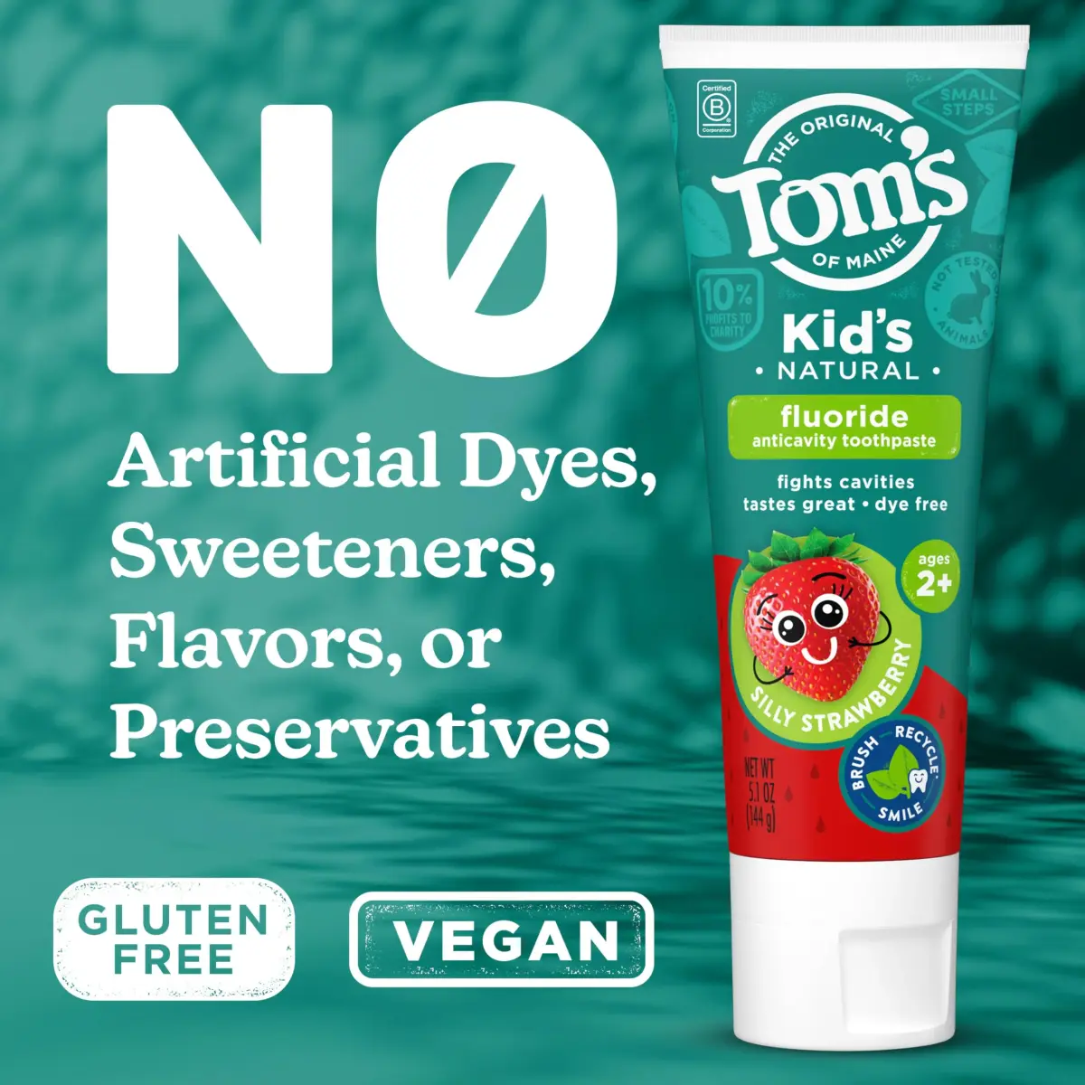 Tom's of Maine Natural Kids Fluoride Toothpaste, Silly Strawberry 3 Pack, 15.3 oz (434 g) | Fights Cavities with Natural Ingredients - view 4