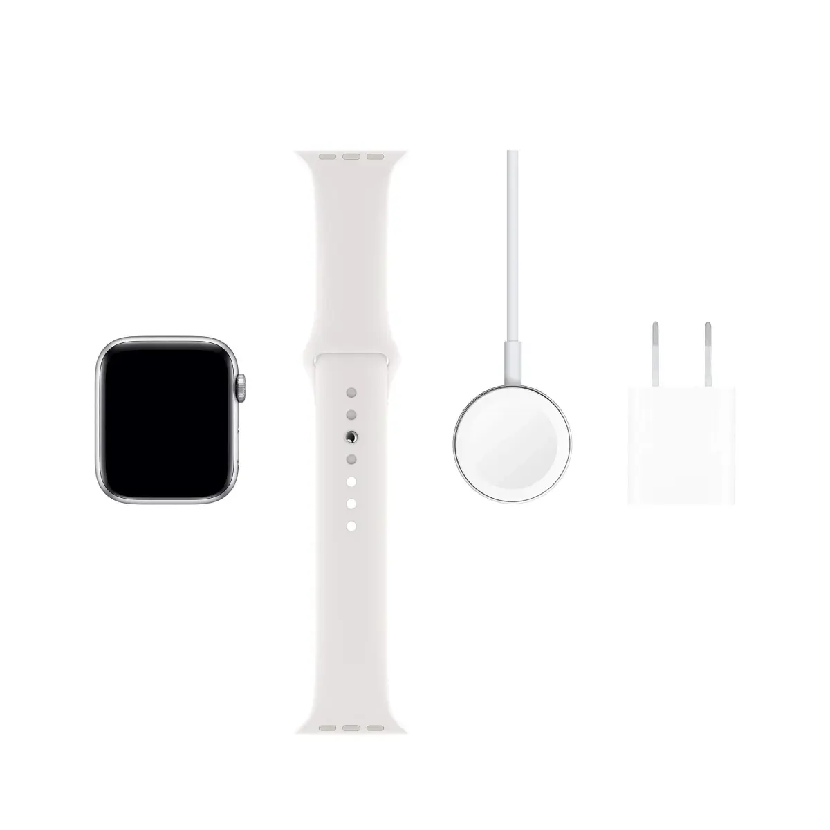 Apple Watch Series 5 (GPS + Cellular, 44MM) Silver Aluminum Case with White Sport Band | Always-On Retina Display - view 6