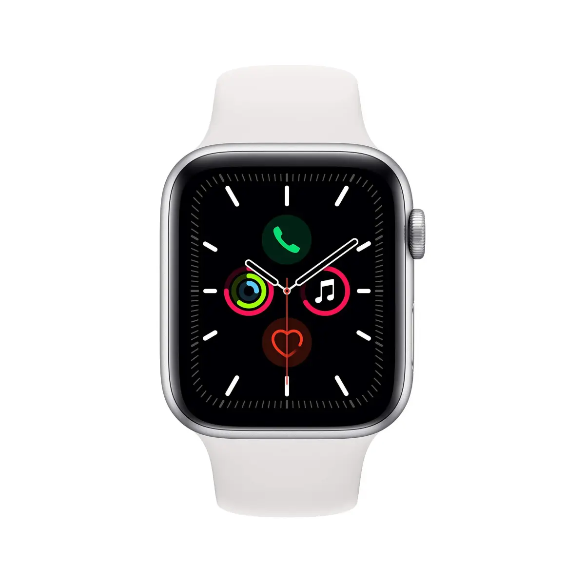 Apple Watch Series 5 (GPS + Cellular, 44MM) Silver Aluminum Case with White Sport Band | Always-On Retina Display - view 2