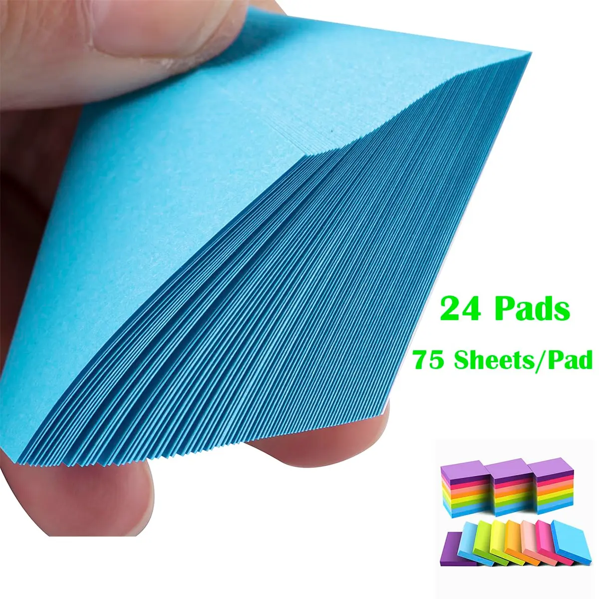 Vanpad Mini Sticky Notes 1.5x2 Inches Bright Colors Self-Stick Pads | 24 Pack, 75 Sheets/Pad - view 3