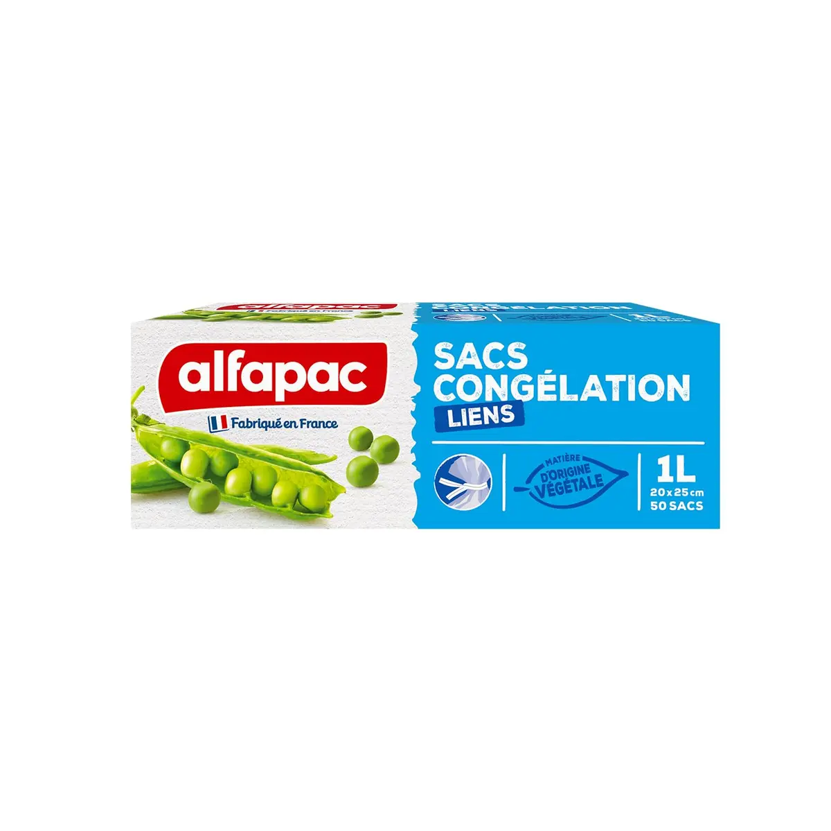 Alfapac Freezer Bags with Ties 1L (50 Count) | Renewable Plant Material, Made in France - main product image