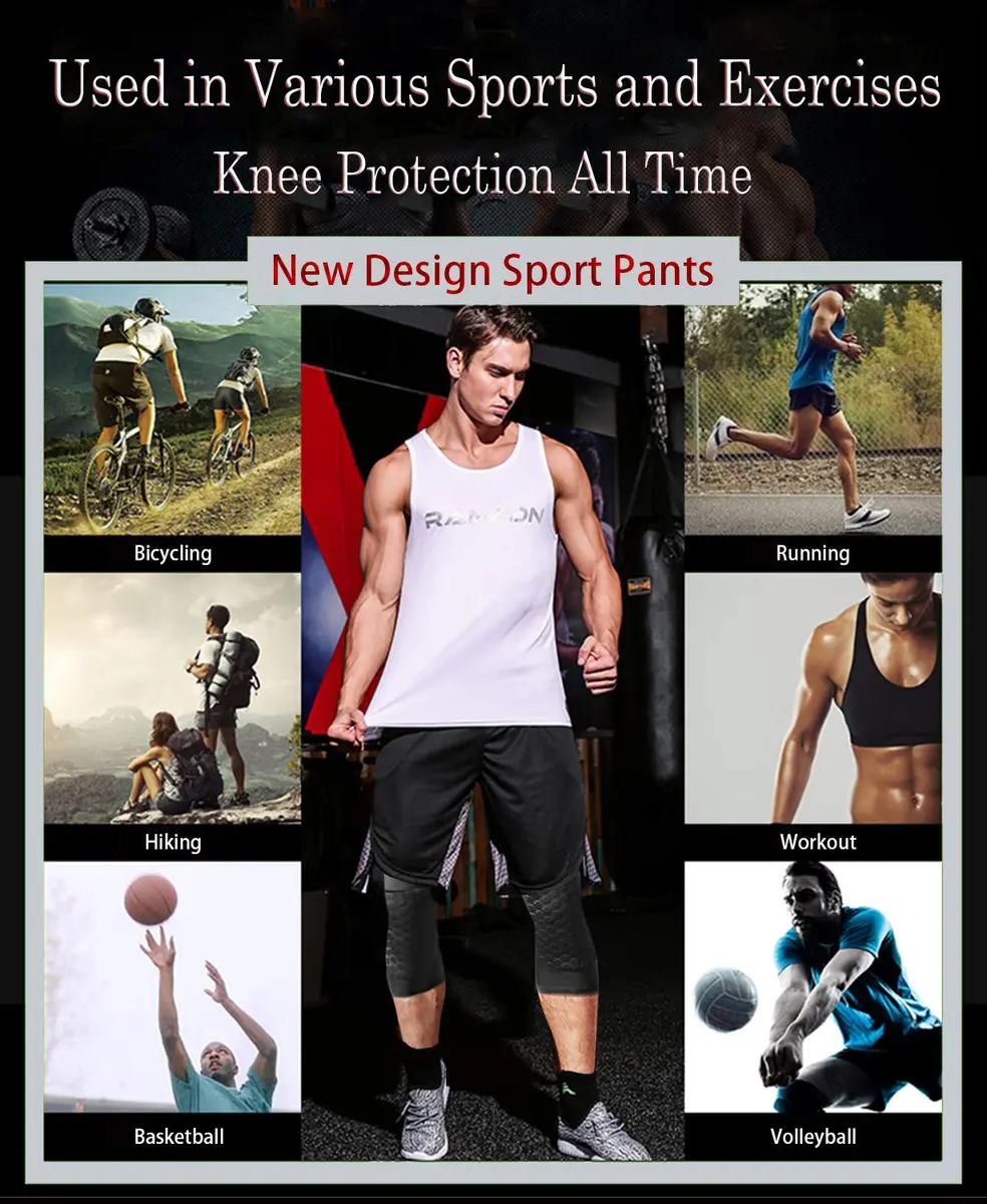 Unlimit Basketball Pants with Knee Pads | Compression & Protection for Men (L) - view 5