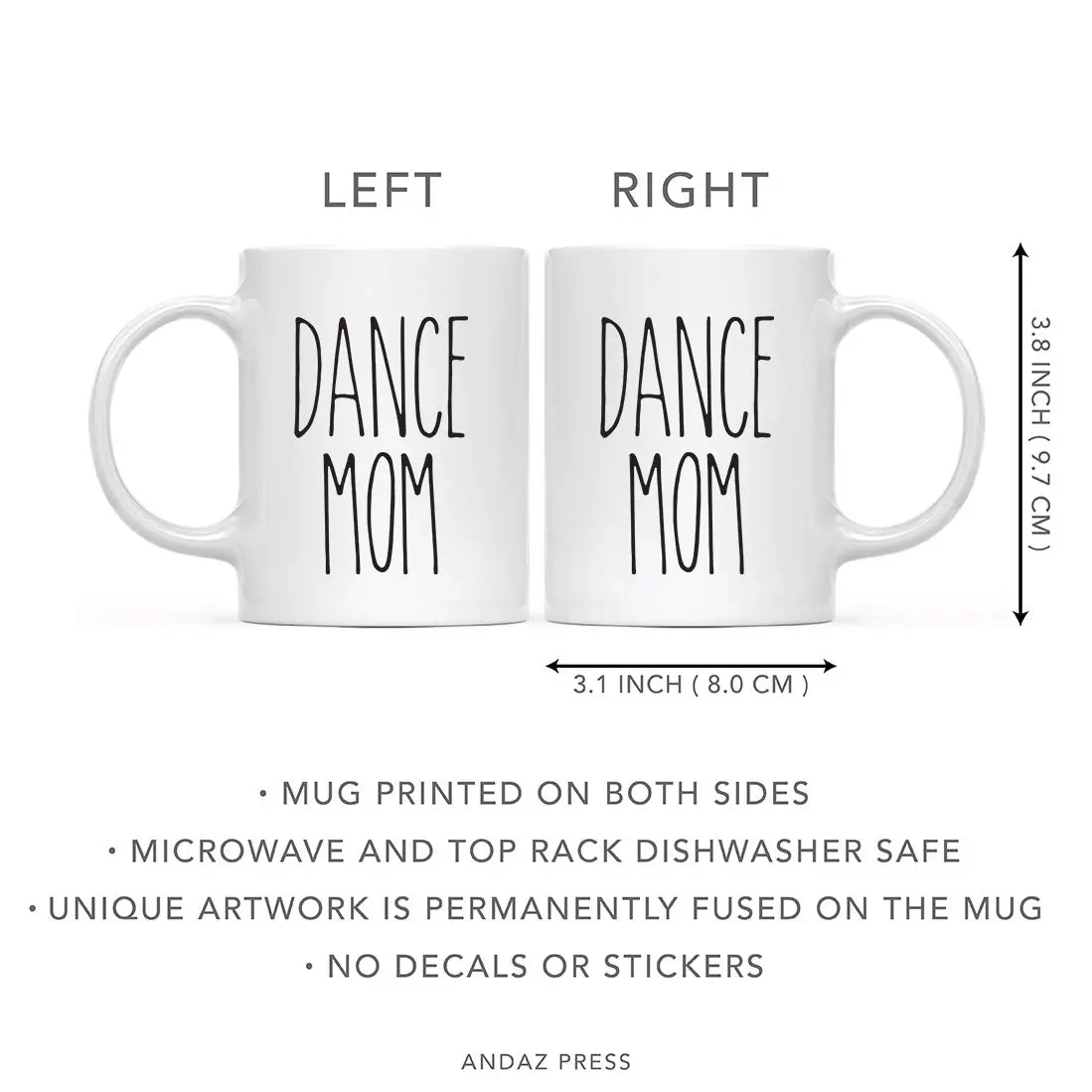 Andaz Press Dance Mom 11oz (325ml) Ceramic Coffee Mug | Rustic Farmhouse Style Gift - view 5