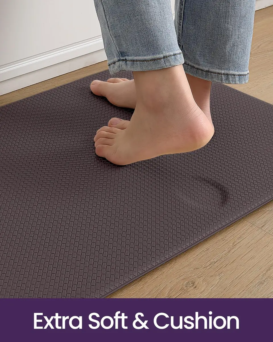 DEXI Anti Fatigue Kitchen Floor Mats Runner Set - 17x29+17x59 Brown | Cushioned Comfort for Standing - view 5