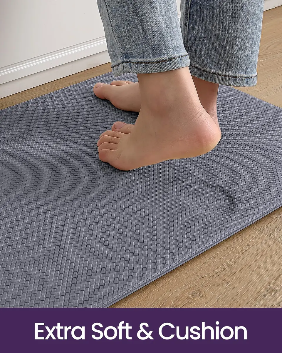 DEXI Anti Fatigue Kitchen Floor Mats Set of 2, 183 cm (72 in) & 74 cm (29 in) Grey | Cushioned Comfort for Standing - view 5