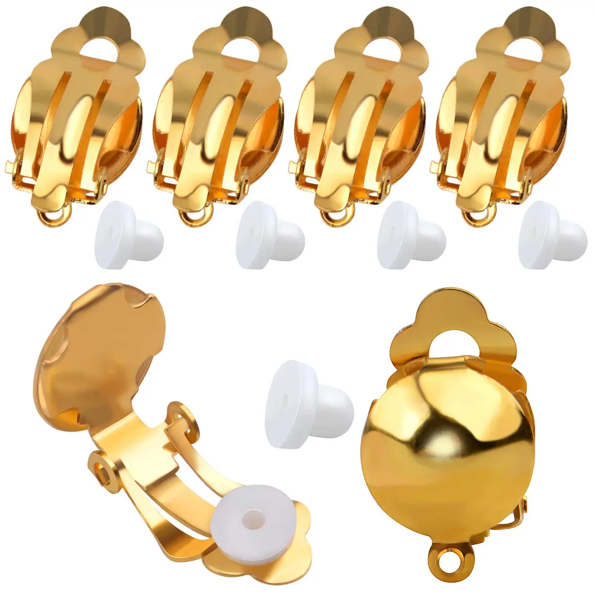 Aylifu Clip On Earring Converters for Non-Pierced Ears, Gold Finish, 10mm x 19mm (20 Pairs) - main product image