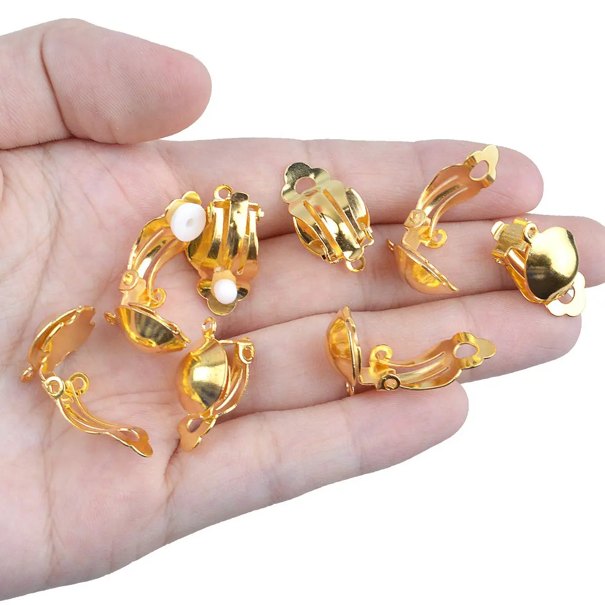 Aylifu Clip On Earring Converters for Non-Pierced Ears, Gold Finish, 10mm x 19mm (20 Pairs) - view 5