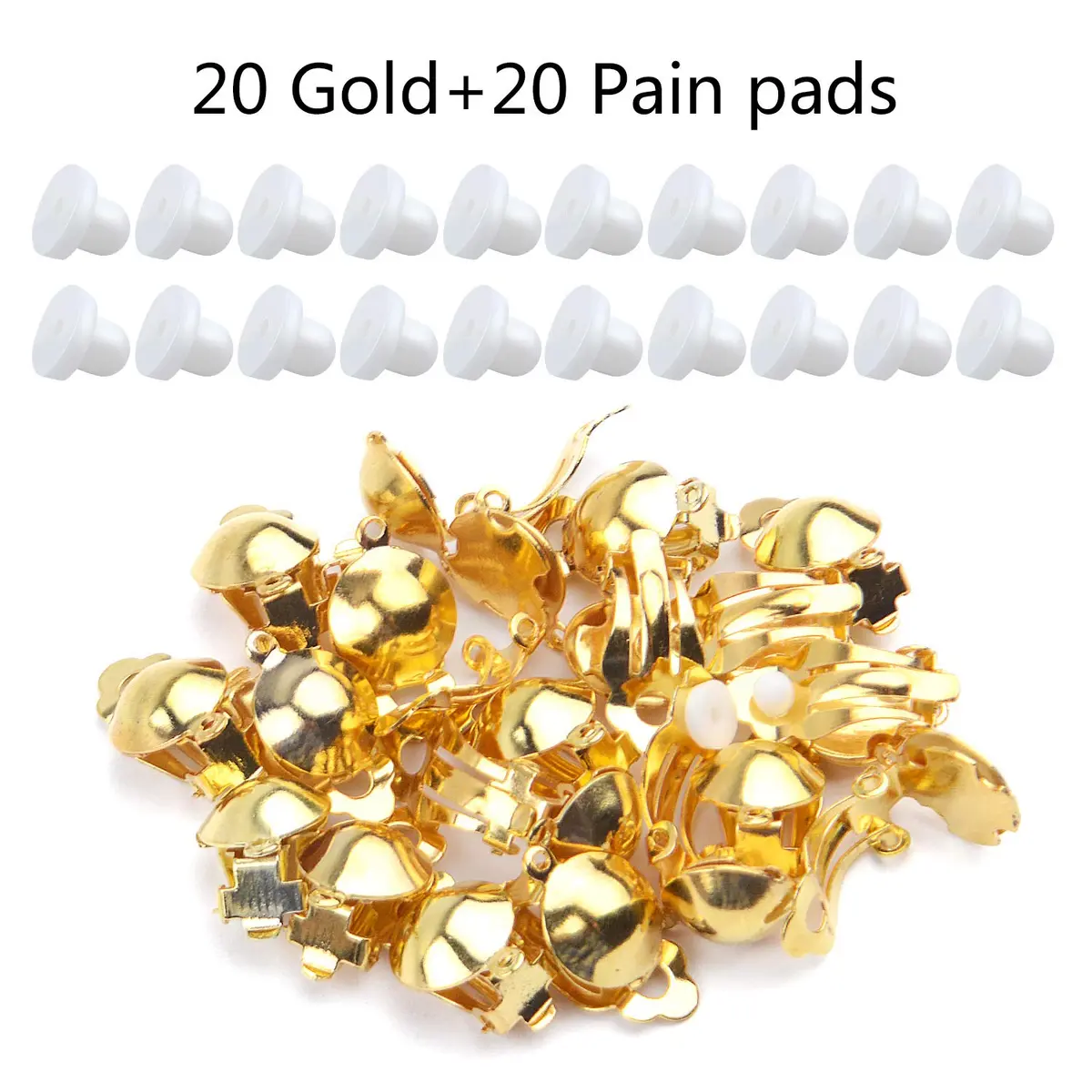 Aylifu Clip On Earring Converters for Non-Pierced Ears, Gold Finish, 10mm x 19mm (20 Pairs) - view 2