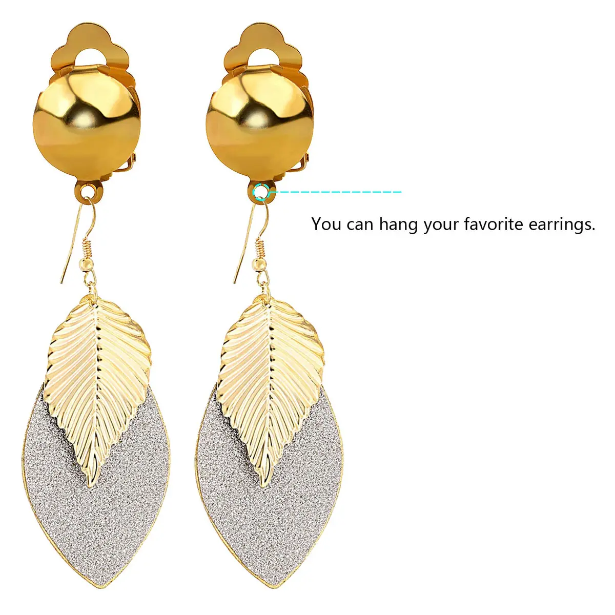 Aylifu Clip On Earring Converters for Non-Pierced Ears, Gold Finish, 10mm x 19mm (20 Pairs) - view 3