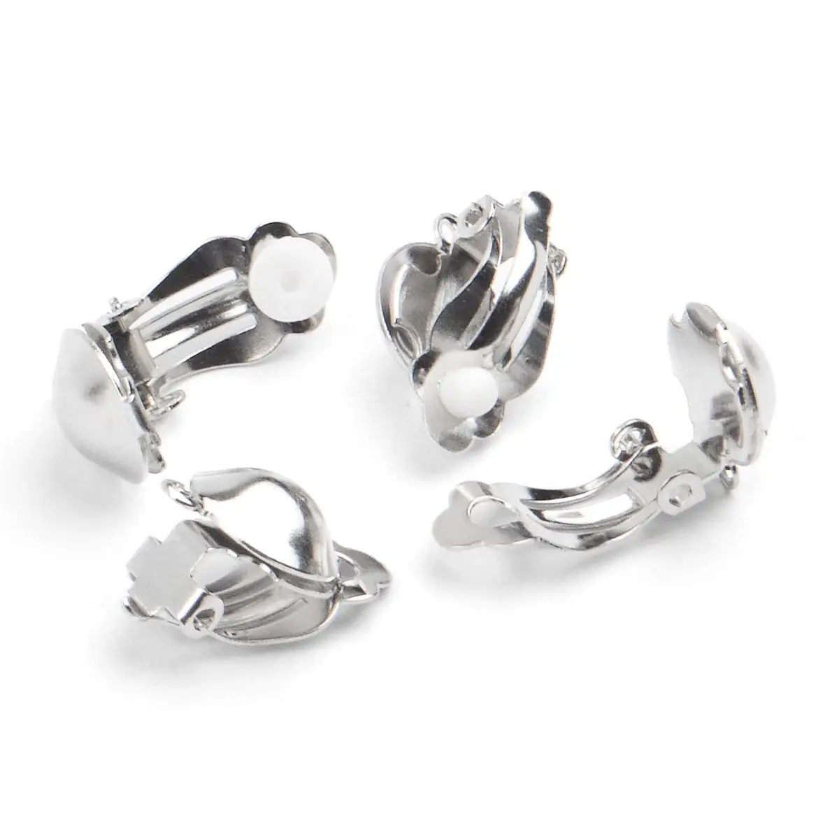 Aylifu Clip On Earring Converters for Non-Pierced Ears, Silver Brass, 20 Pieces (10mm x 19mm) - view 5