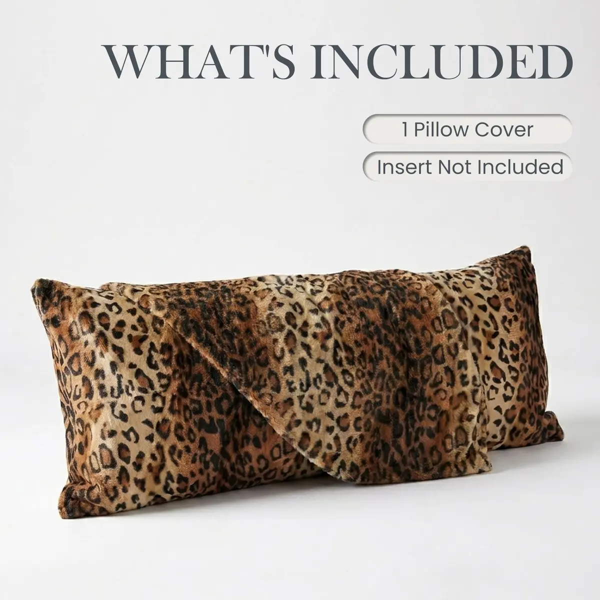 CARRIE HOME Leopard Cheetah Long Decorative Lumbar Body Pillow Cover 20x54 | Soft Velour, Animal Print, All Seasons - view 6