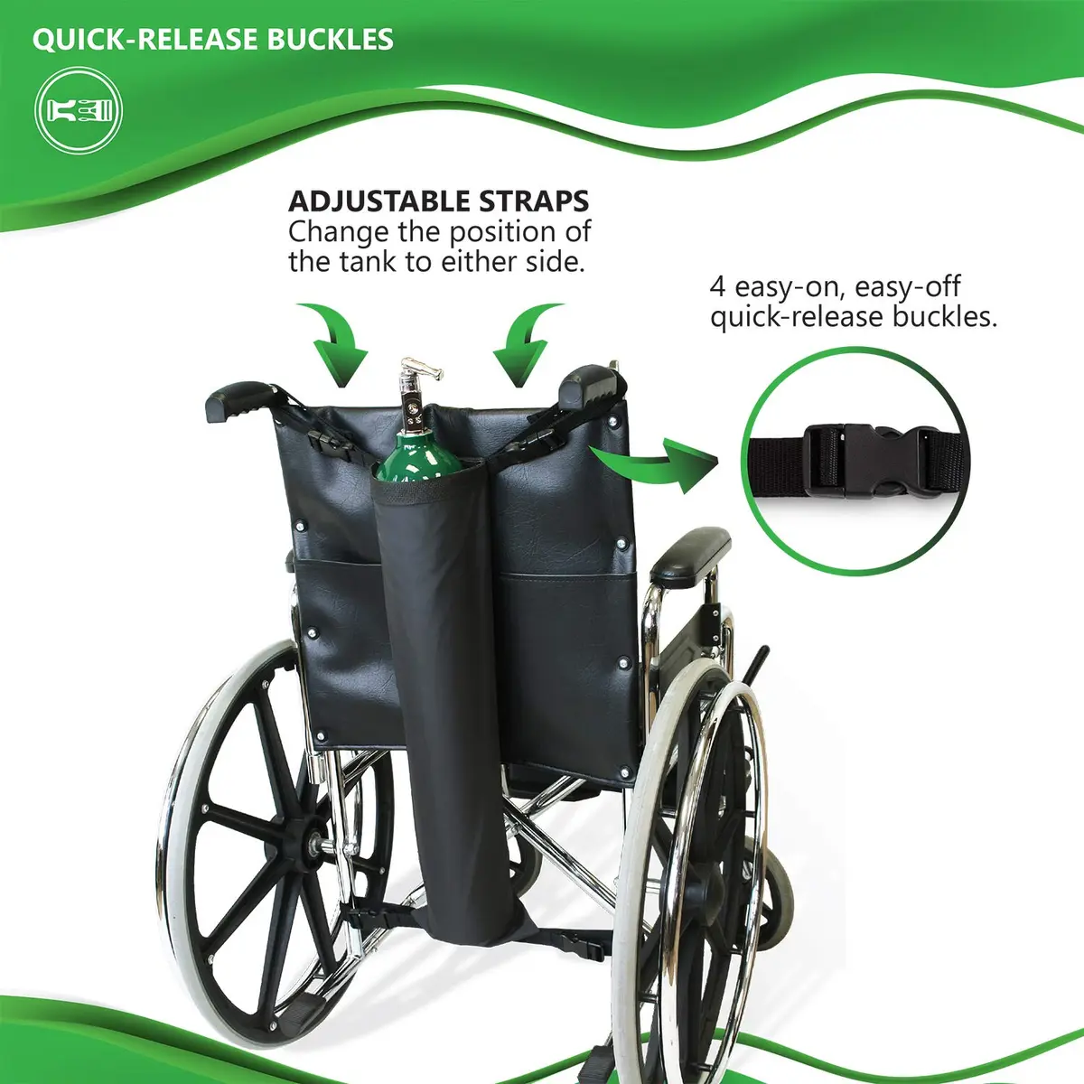 NYOrtho Bariatric Oxygen Tank Holder for Wheelchair - 22-26 Inch Seat Width | Secure D & E Cylinder Carrier Bag - view 3