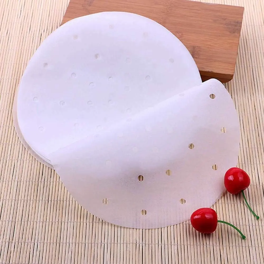 HTBMALL 10-Inch Round Air Fryer Liners (100-Pack) | Perforated Parchment Steaming Papers for Air Fryers, Ovens, and Bamboo Steamers - view 6