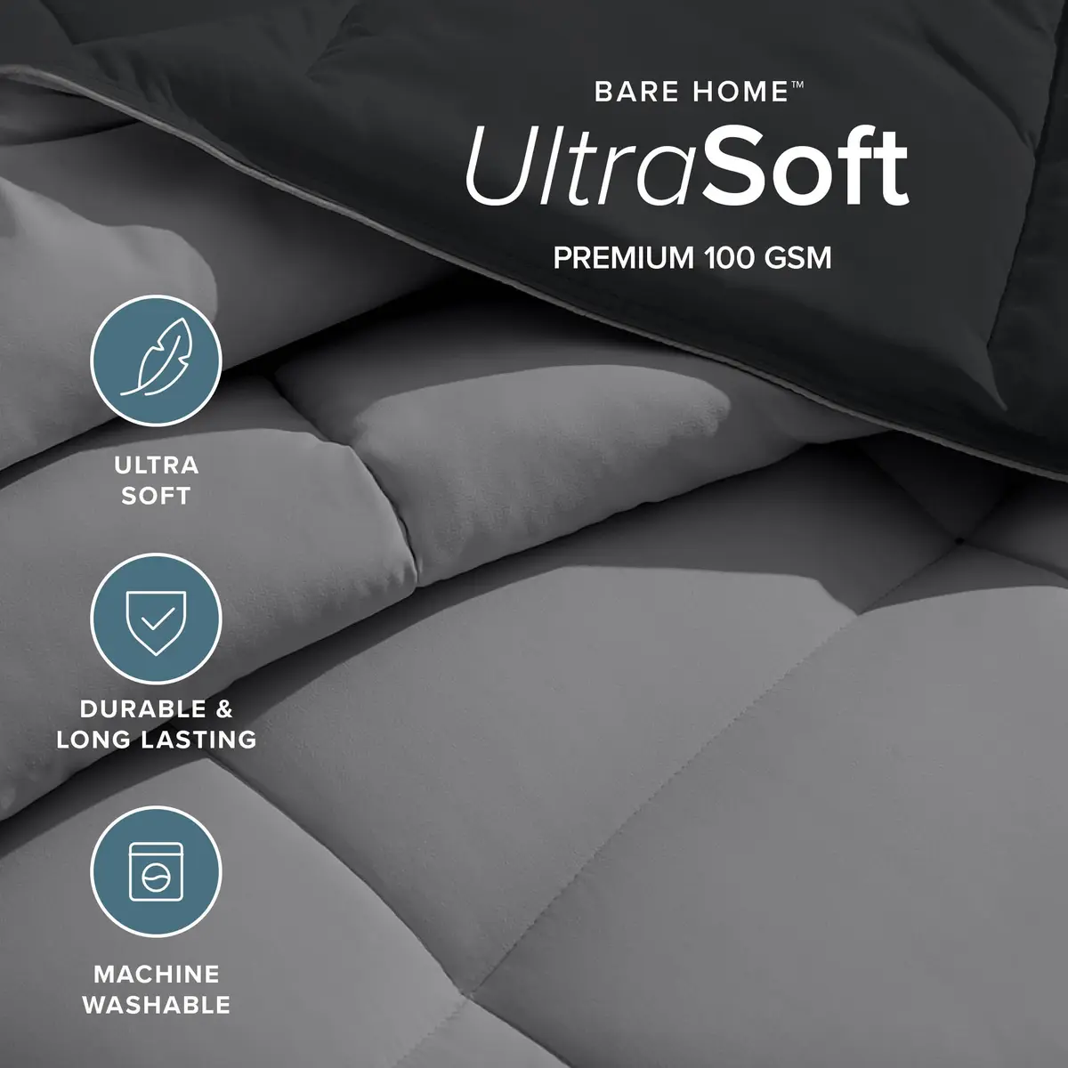 Bare Home Reversible Comforter Full | Ultra-Soft Microfiber, All-Season, Reversible Colors - view 4