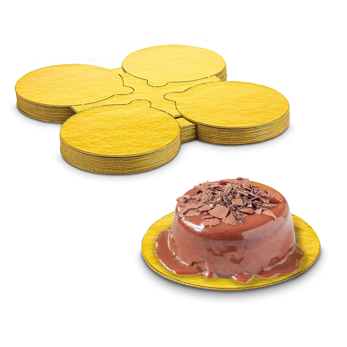 MT Products 4 inch Round Gold Cake/Pastry Dessert Board with Tab | Elegant Gold Finish for Cakes (70-120 chars) - main product image