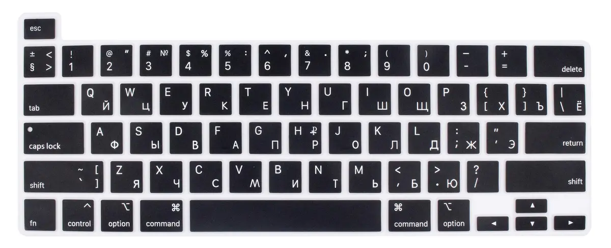 UHamn Russian Language Silicone Keyboard Cover Skin for MacBook Pro 16-inch (A2141) & 13-inch (A2338/A2289/A2251) - Black - main product image
