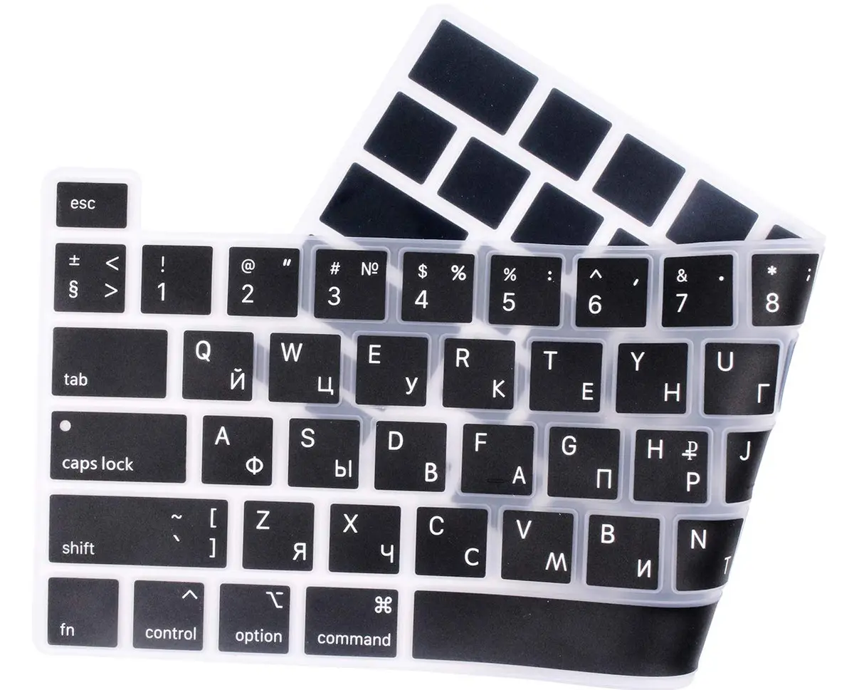 UHamn Russian Language Silicone Keyboard Cover Skin for MacBook Pro 16-inch (A2141) & 13-inch (A2338/A2289/A2251) - Black - view 2