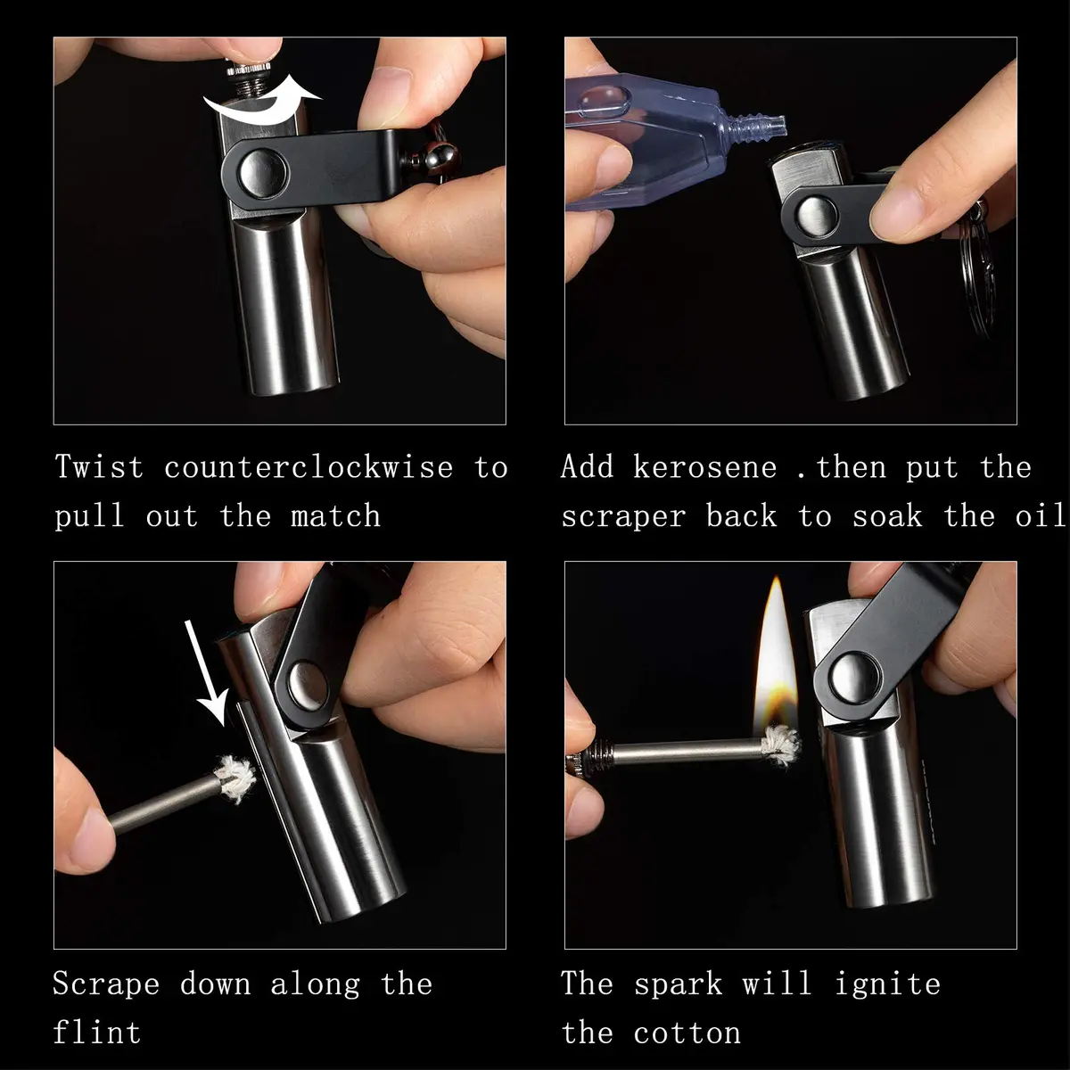 SOMGEM Permanent Match Infinity Lighter 2-Pack | Waterproof Strike Anywhere Fire Starter Keychain - view 6