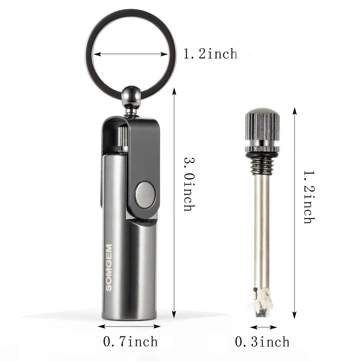 SOMGEM Permanent Match Infinity Lighter 2-Pack | Waterproof Strike Anywhere Fire Starter Keychain - view 2