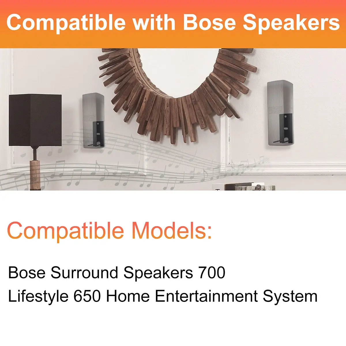 Dinghosen Wall Brackets for Bose Surround Speakers 700 & Lifestyle 650 System, Black | Pair of Speaker Mounts - view 2