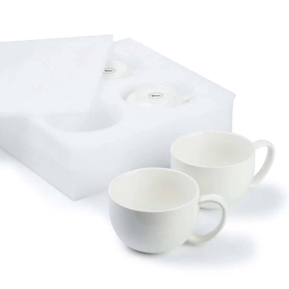 Sweese Porcelain 22oz Large Coffee Mug Set of 4 | Big Handle, Microwave Safe, White - view 4