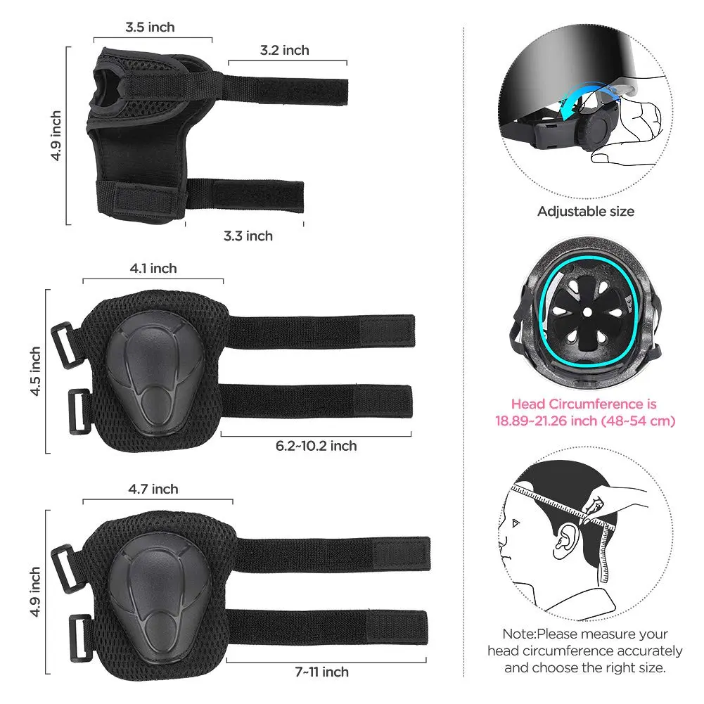 DaCool Kids Bike Helmet and Protective Gear Set with Knee Pads, Adjustable for Ages 3-8 | Multi-Sport Safety Gear - view 6