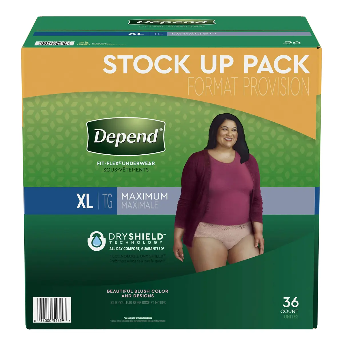 Depend FIT-Flex Incontinence Underwear for Women, Maximum Absorbency, Extra-Large, Blush (36 Count) - view 2