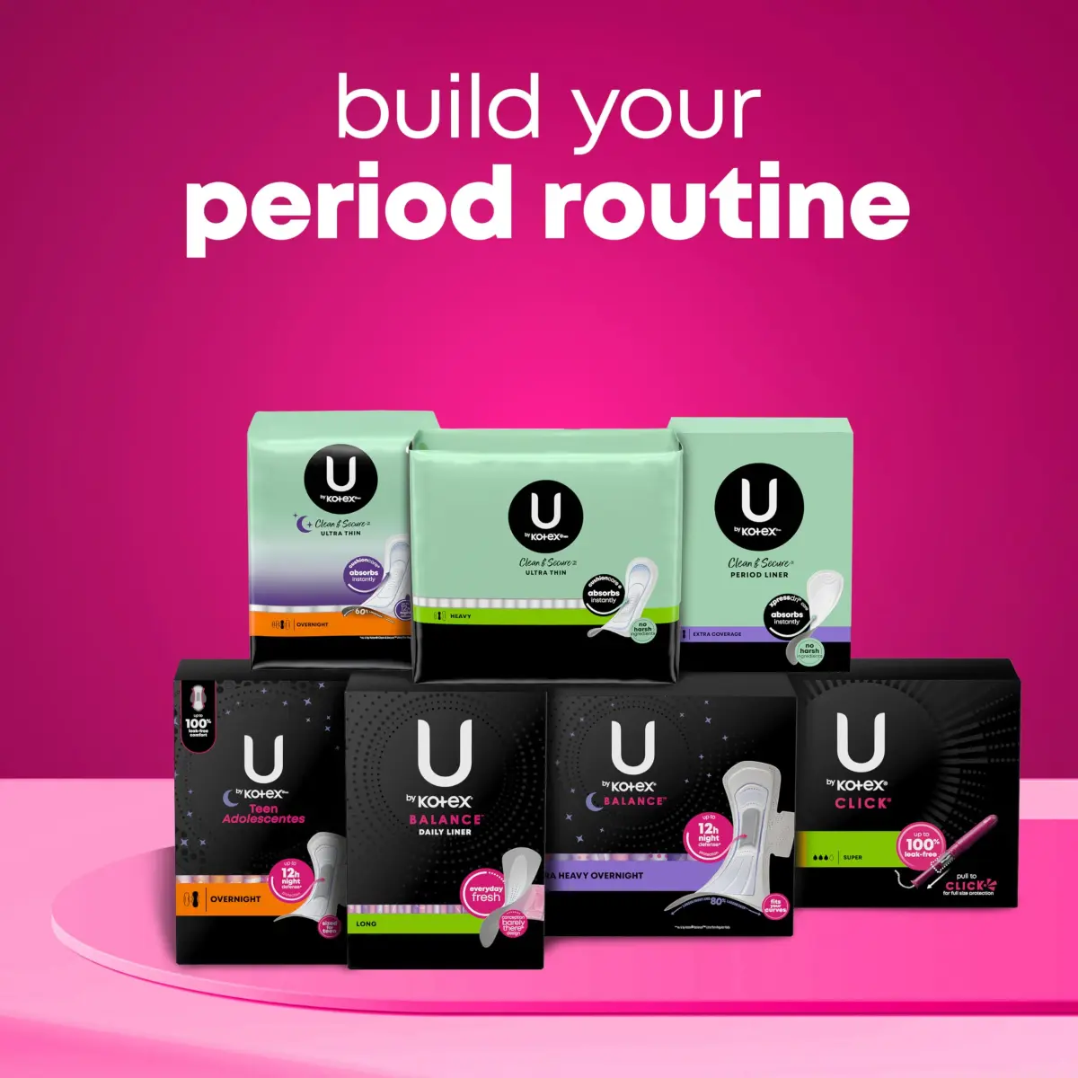 U by Kotex Balance Teen Ultra Thin Overnight Pads with Wings, 24 Count (12 Overnight) | Dermatologist Tested, Fragrance-Free - view 9