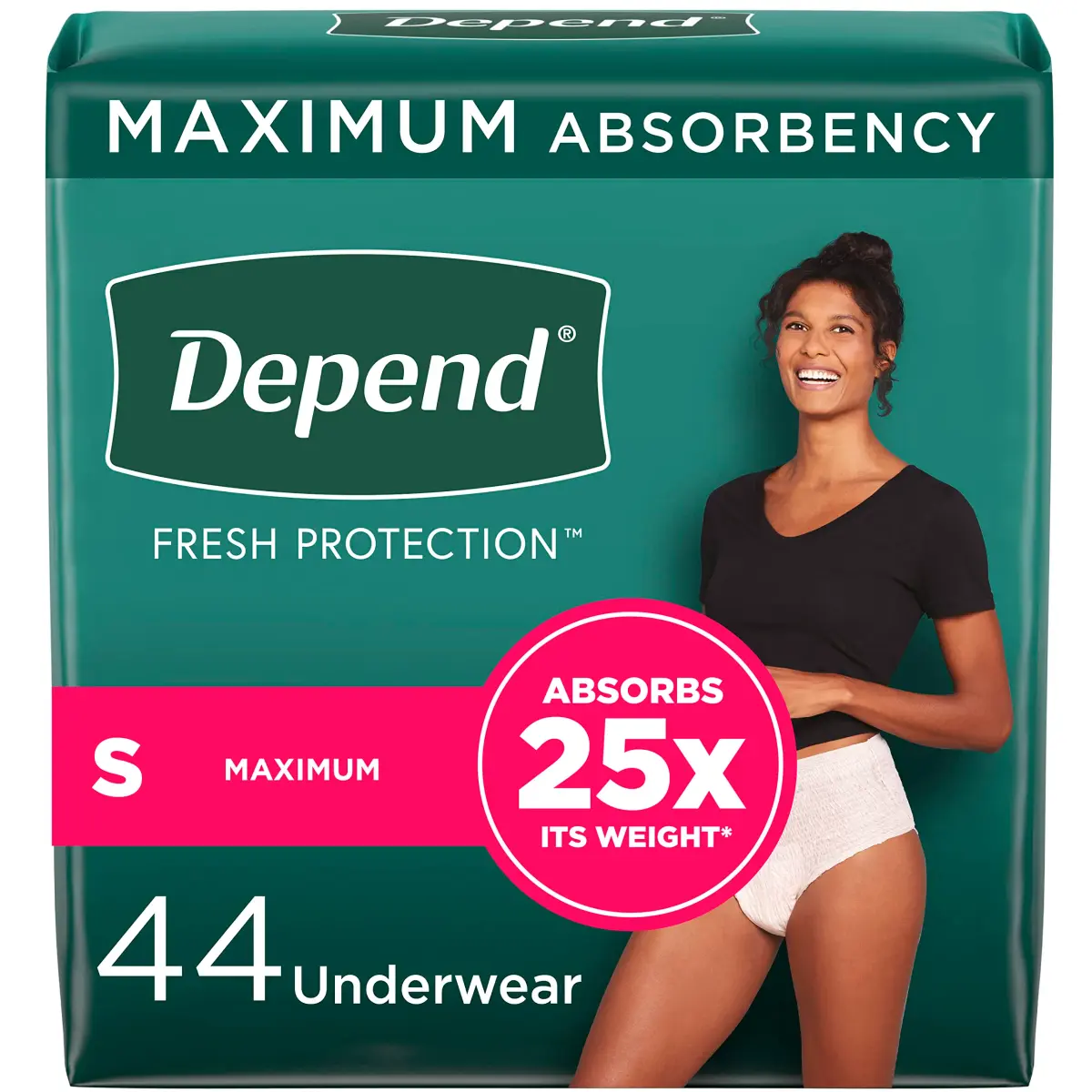 Depend FIT-Flex Incontinence Underwear for Women, Maximum Absorbency, Small, 44 Count | Discreet Fit Under Clothing - main product image