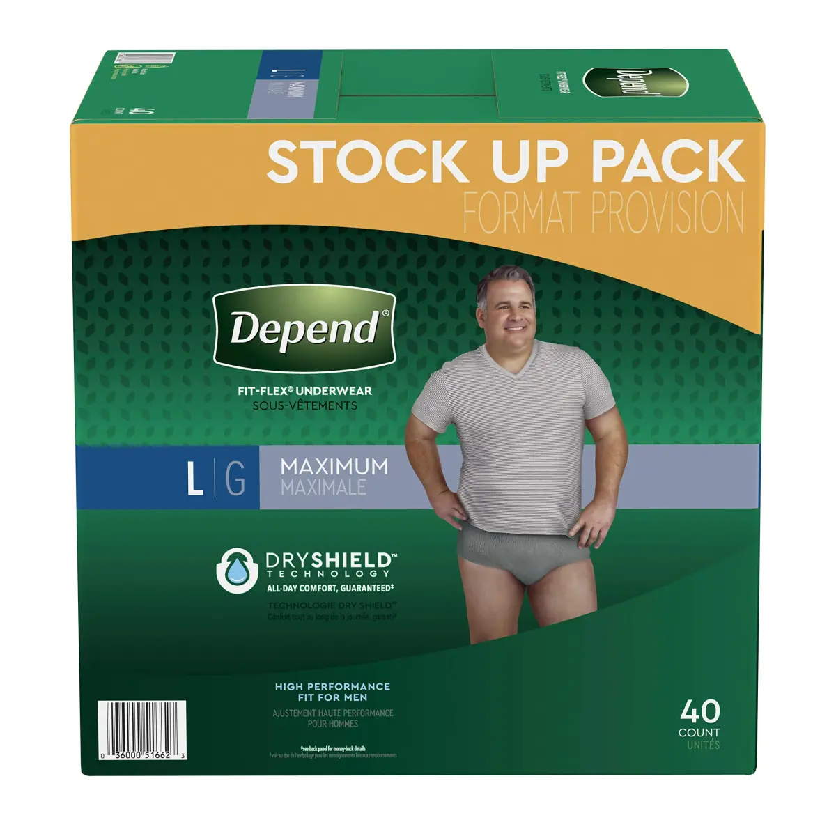 Depend FIT-FLEX Incontinence Underwear for Men, Maximum Absorbency, Large 40 Count | Discreet Fit, 35-43" Waist - view 2