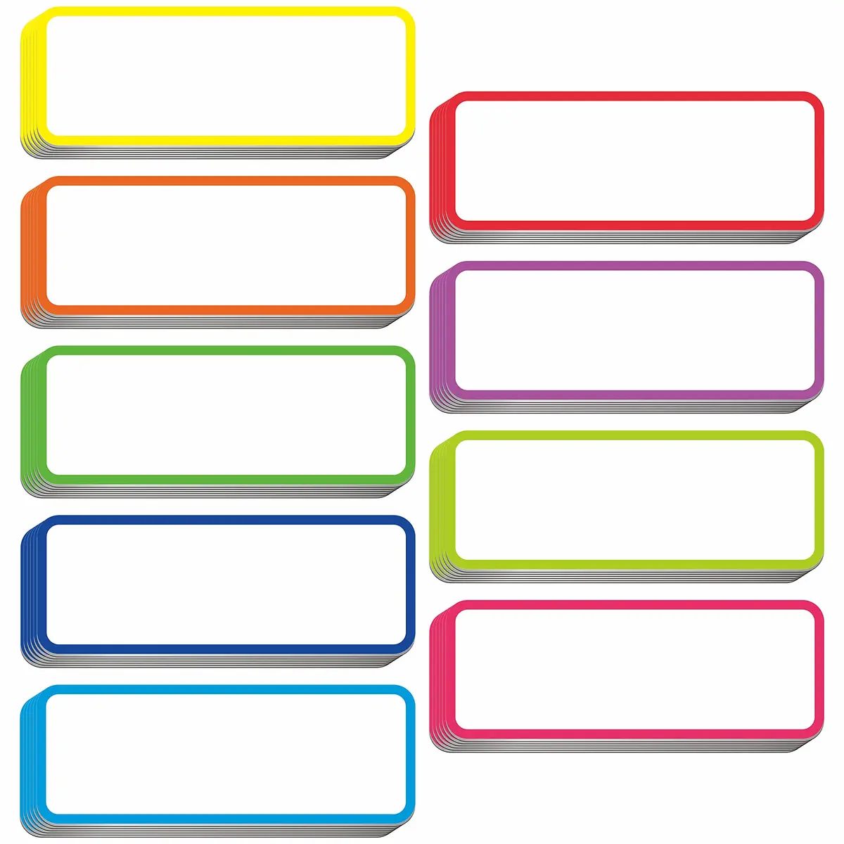 SpriteGru 54 PCs Magnetic Dry Erase Name Tag Labels in 9 Bright Colors | Water-Wipeable, 3.2" x 1.2" - main product image