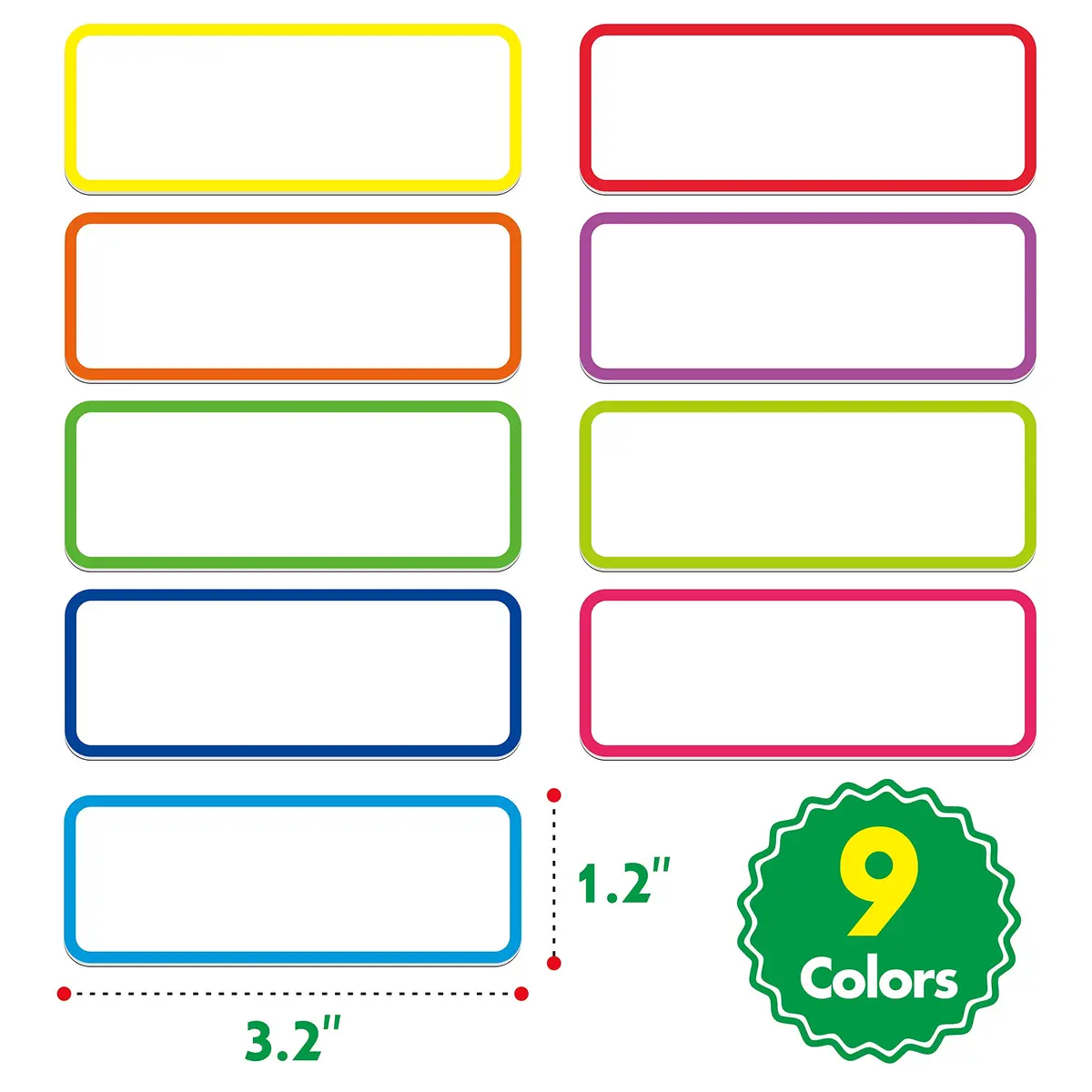 SpriteGru 54 PCs Magnetic Dry Erase Name Tag Labels in 9 Bright Colors | Water-Wipeable, 3.2" x 1.2" - view 3