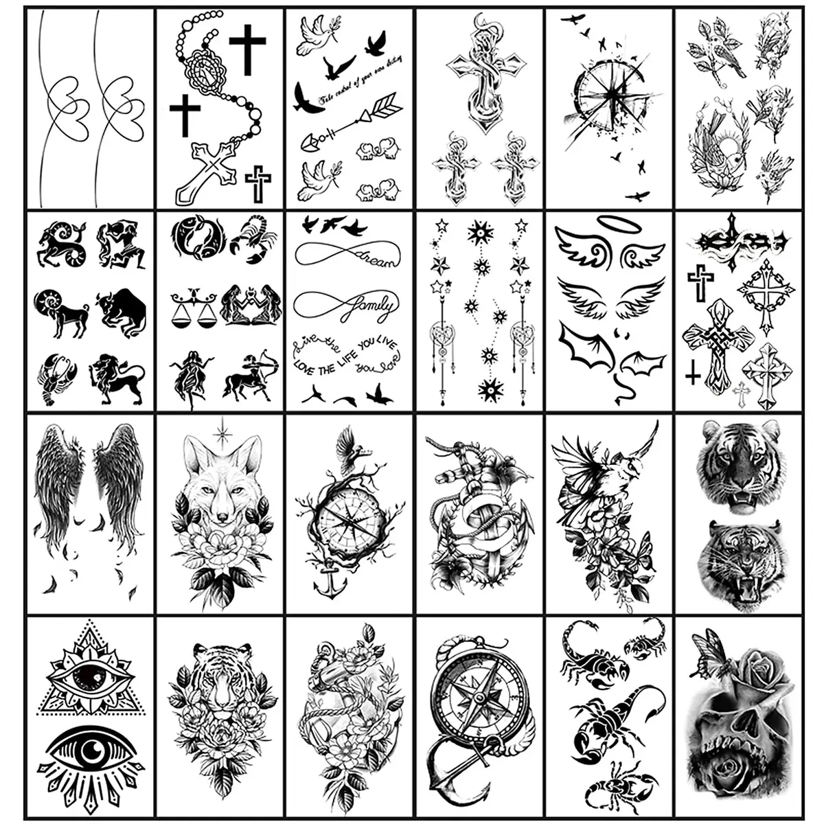 Yazhiji 36 Sheets Temporary Tattoos Stickers | Waterproof & Realistic Body Art for Adults & Kids - view 3
