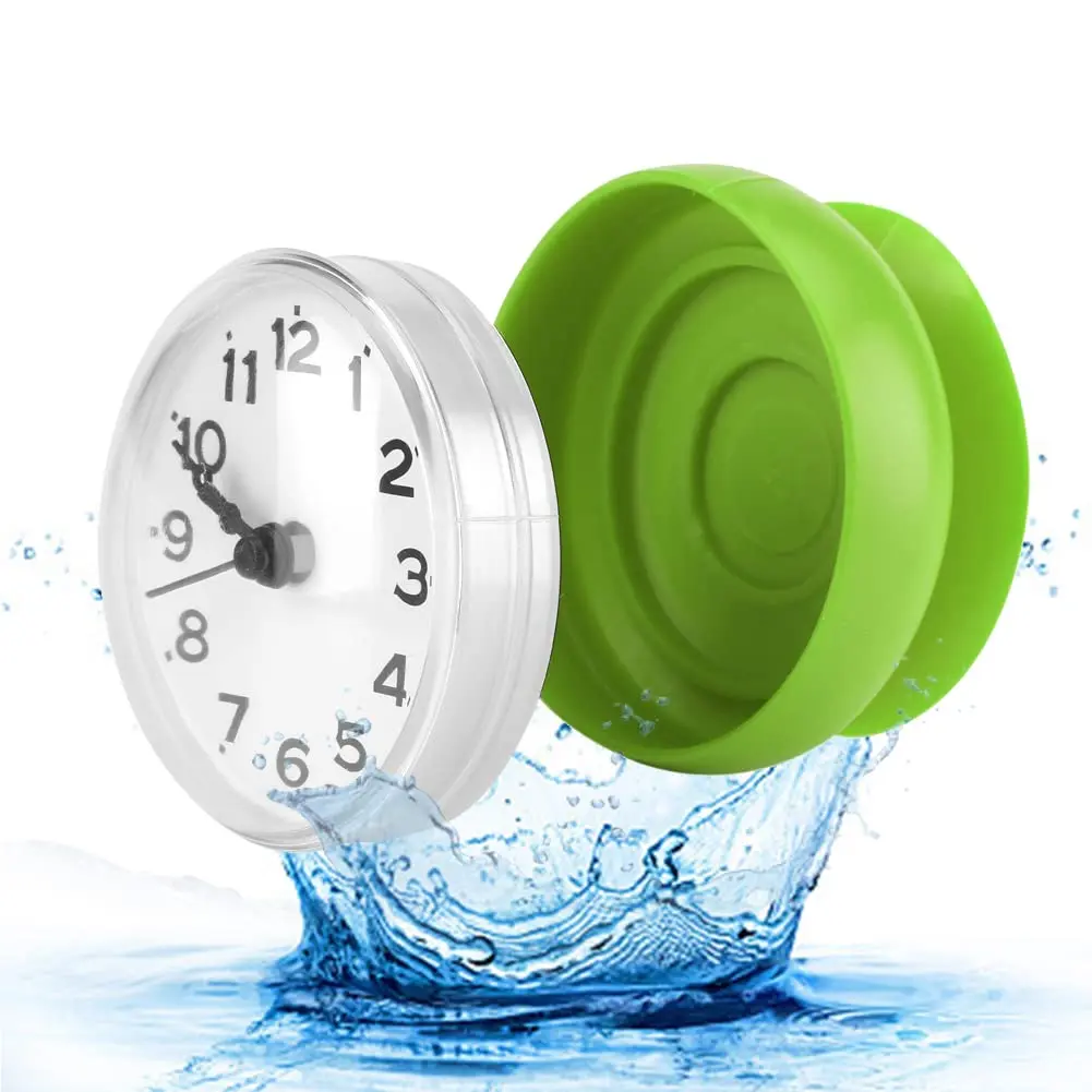 Pomya Bathroom Clock, Suction Cup Wall Clock for Kitchen & Bathroom | Waterproof, 7x4cm, Green - main product image