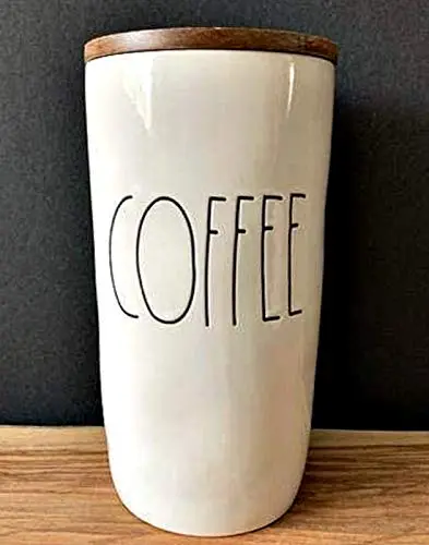 Rae Dunn "COFFEE" Cellar Ceramic Canister with Wood Lid - 1.4L (47.3 Oz) | Imported for Indian Kitchens - view 2