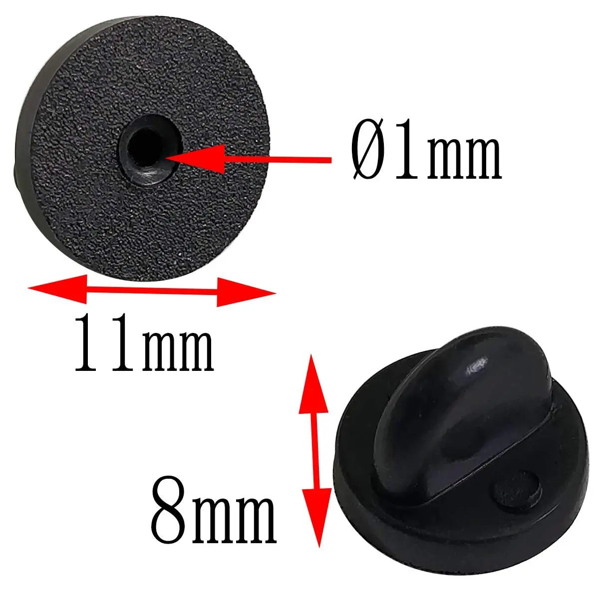 TTSAM Rubber Pin Backs 11mm (0.433 inch) Black 100-Pack | Secure Locking for Lapel Pins - view 3
