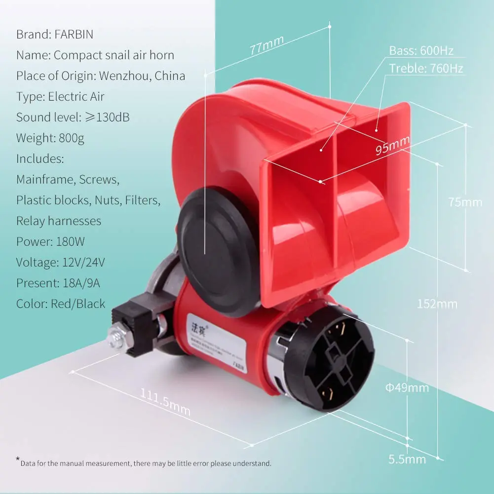 FARBIN 150dB Loud Air Horn Kit with Compressor 12V | Universal Fit for Trucks, Cars, SUVs - view 3