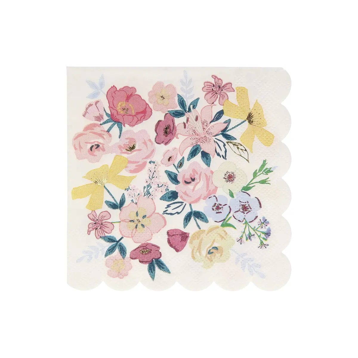 Meri Meri Garden Floral Napkins 16 Pack | Thick 3-Ply Paper, Floral Design, Scalloped Edge, Disposable, Large 6.5x6.5 inches - view 6