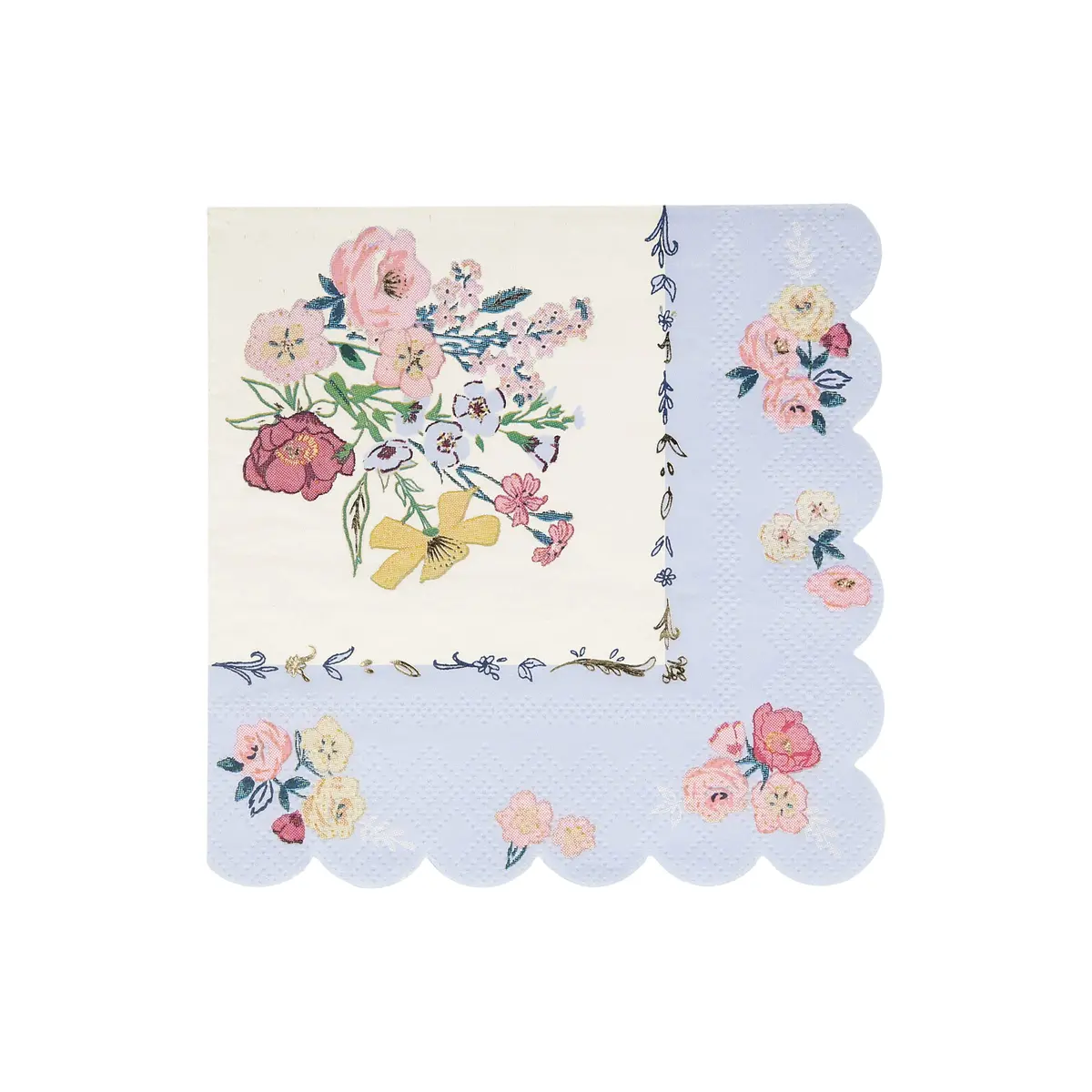 Meri Meri Garden Floral Napkins 16 Pack | Thick 3-Ply Paper, Floral Design, Scalloped Edge, Disposable, Large 6.5x6.5 inches - view 7