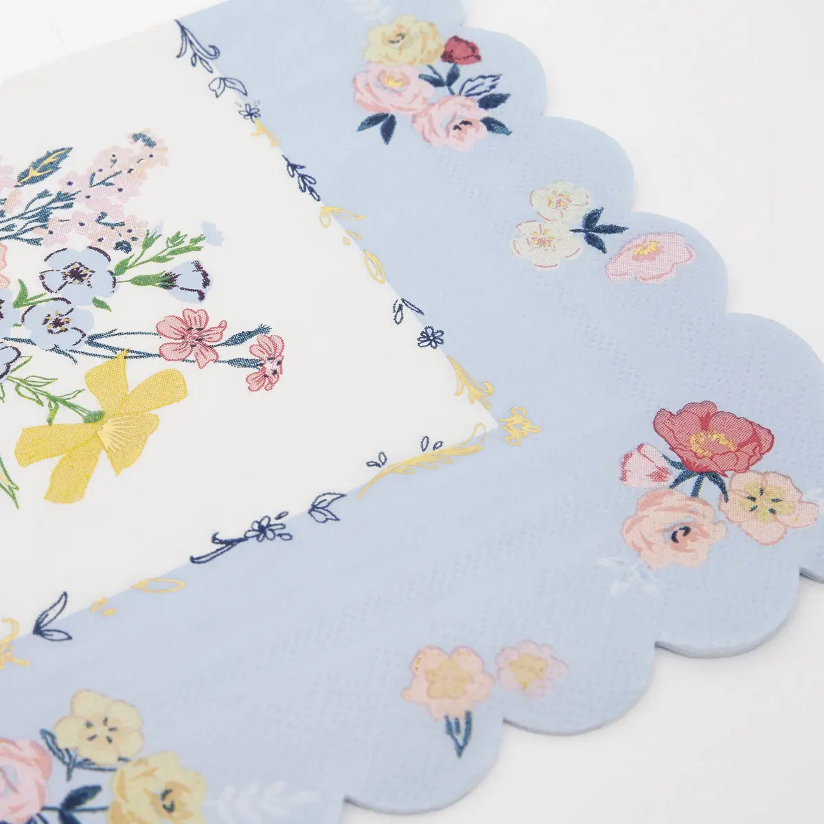 Meri Meri Garden Floral Napkins 16 Pack | Thick 3-Ply Paper, Floral Design, Scalloped Edge, Disposable, Large 6.5x6.5 inches - view 2