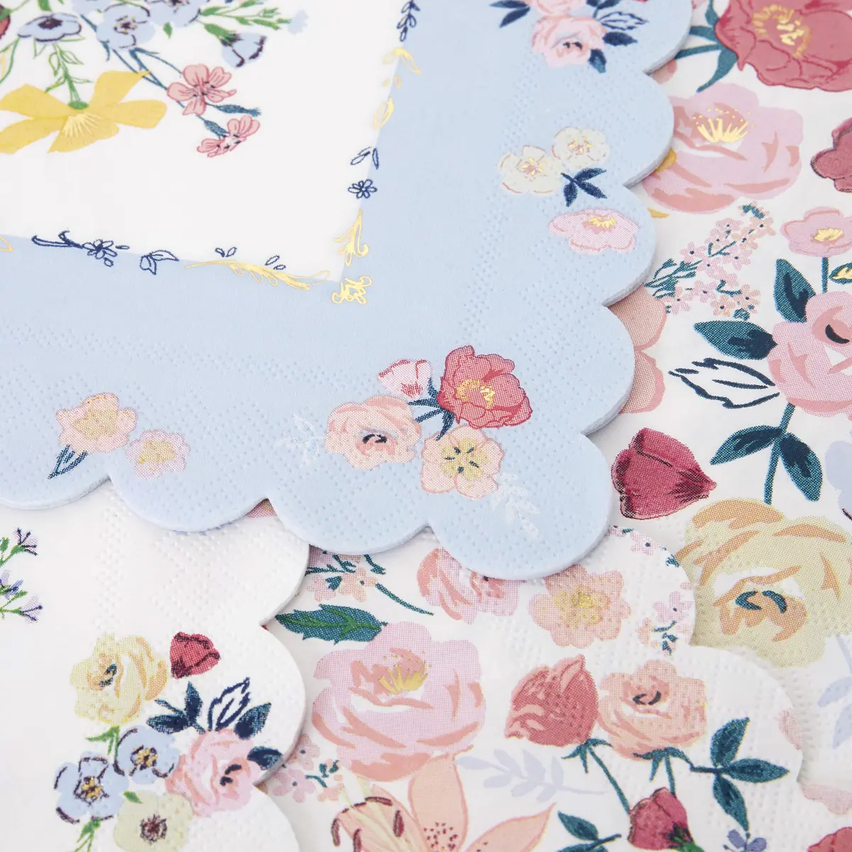 Meri Meri Garden Floral Napkins 16 Pack | Thick 3-Ply Paper, Floral Design, Scalloped Edge, Disposable, Large 6.5x6.5 inches - view 3