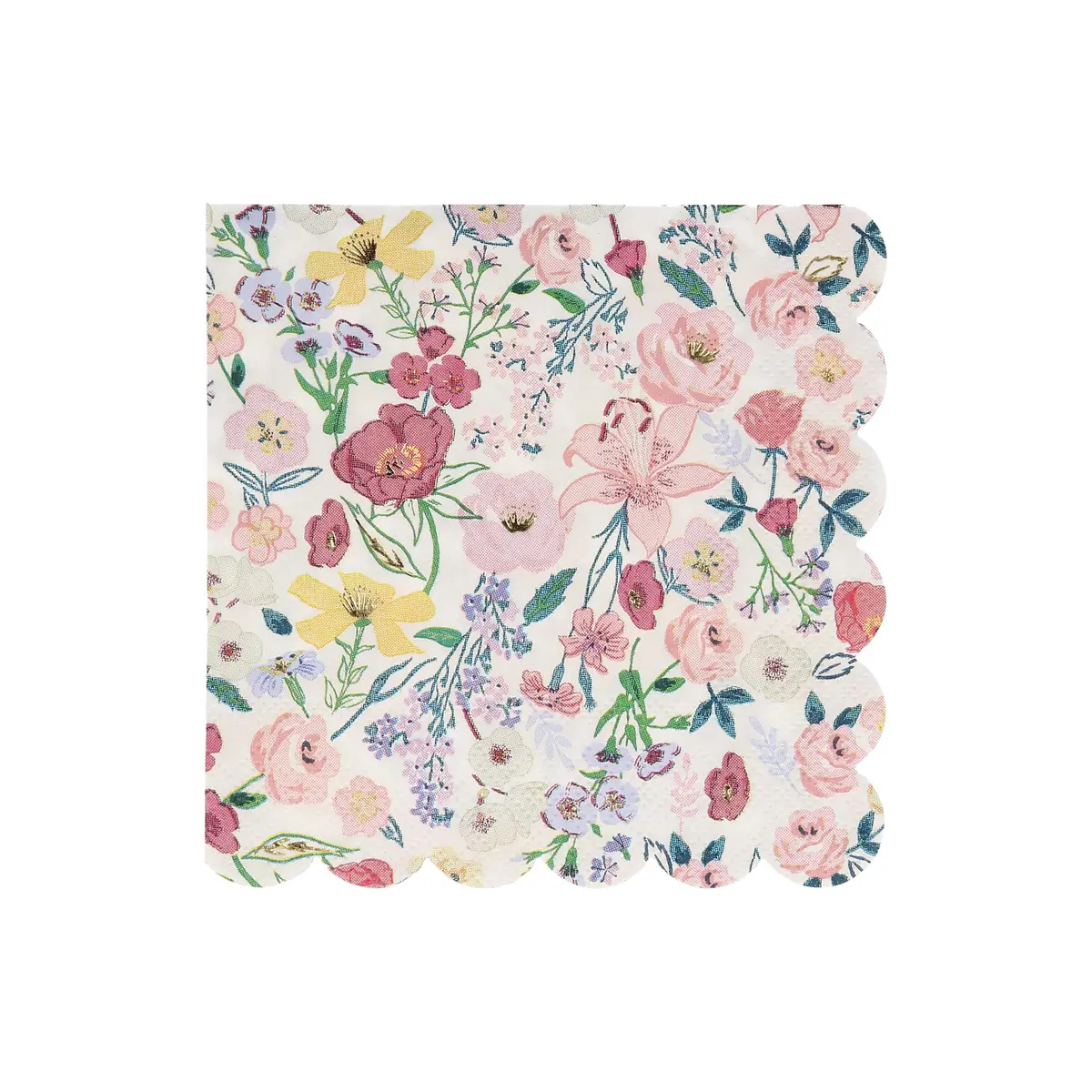 Meri Meri Garden Floral Napkins 16 Pack | Thick 3-Ply Paper, Floral Design, Scalloped Edge, Disposable, Large 6.5x6.5 inches - view 4