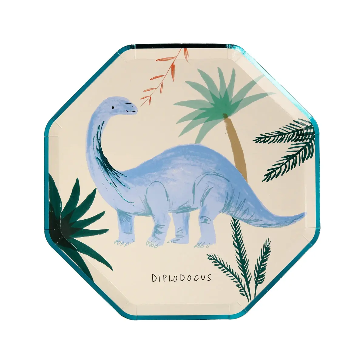 Meri Meri Dinosaur Kingdom Party Plates, Pack of 8, 8.25" | Dinosaur-themed disposable plates for kids' birthday parties - view 6