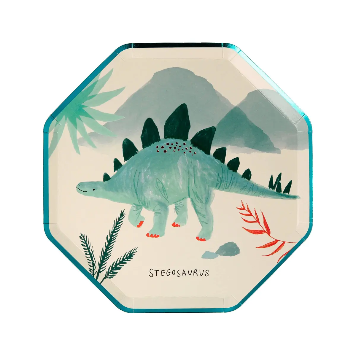 Meri Meri Dinosaur Kingdom Party Plates, Pack of 8, 8.25" | Dinosaur-themed disposable plates for kids' birthday parties - view 8