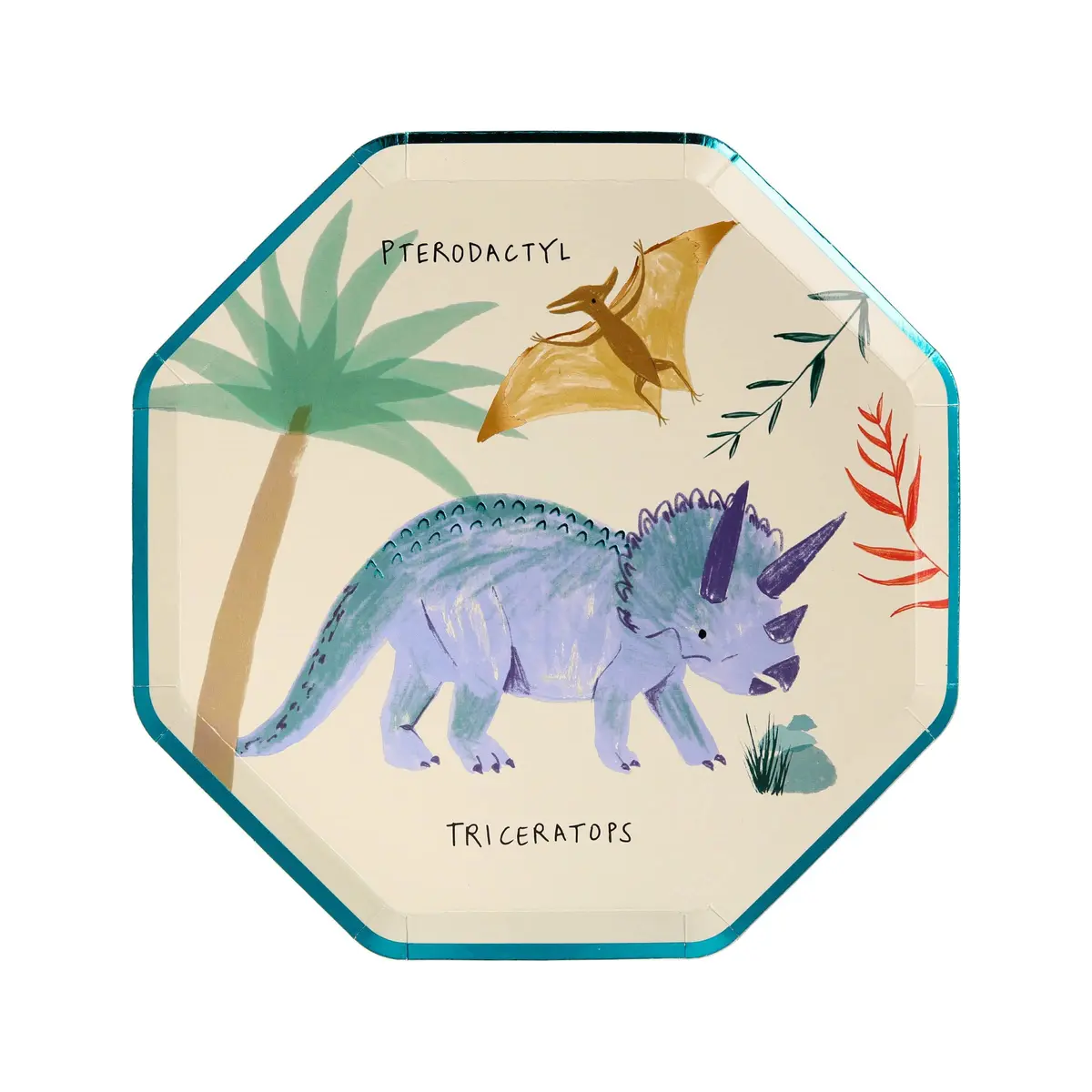 Meri Meri Dinosaur Kingdom Party Plates, Pack of 8, 8.25" | Dinosaur-themed disposable plates for kids' birthday parties - view 2