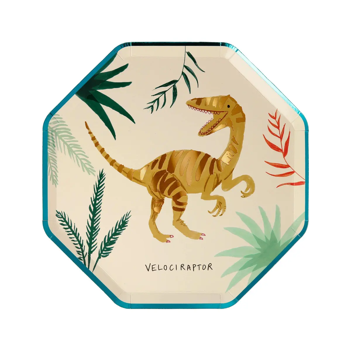 Meri Meri Dinosaur Kingdom Party Plates, Pack of 8, 8.25" | Dinosaur-themed disposable plates for kids' birthday parties - view 4