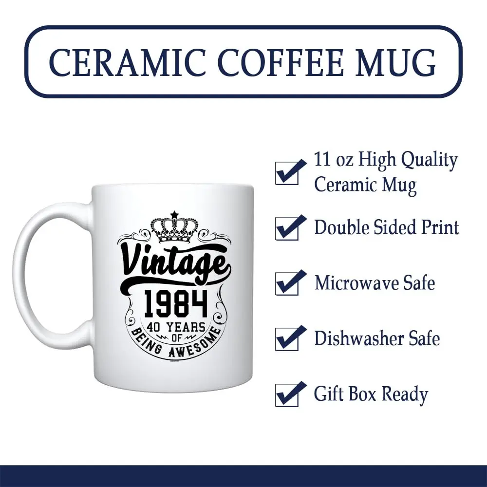 Veracco 1984 40 Years Of Being Awesome Ceramic Coffee Mug 11oz (325ml) | 40th Birthday Gift For Him Her - view 3