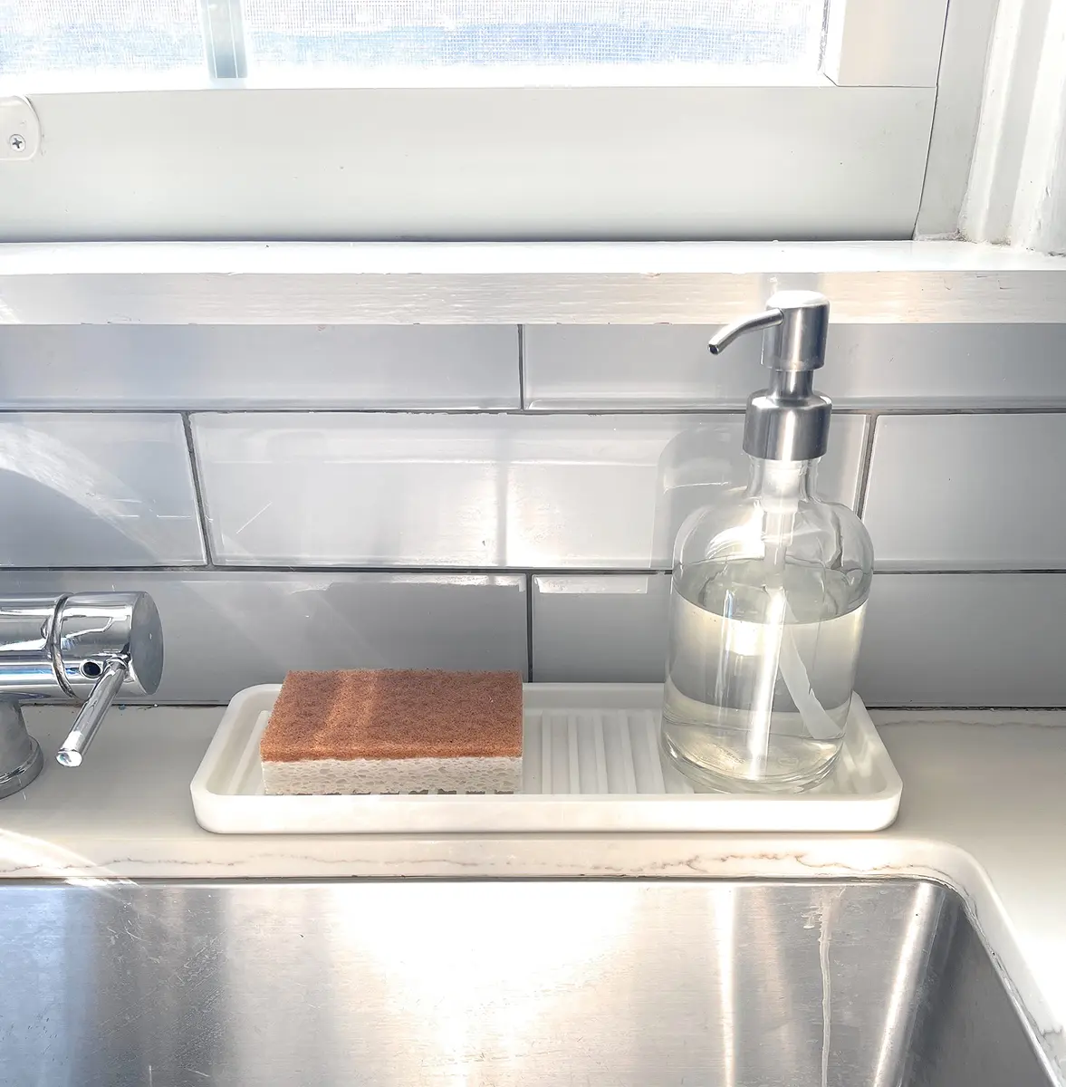 Happitasa Silicone Sink and Surface Organizer Tray, 12"x4" | Heat Safe, Dishwasher Safe, Bathroom & Kitchen - view 2